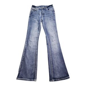 Low Rise Rhinestone Y2K Flare Jeans Distressed Denim Bootcut XS School